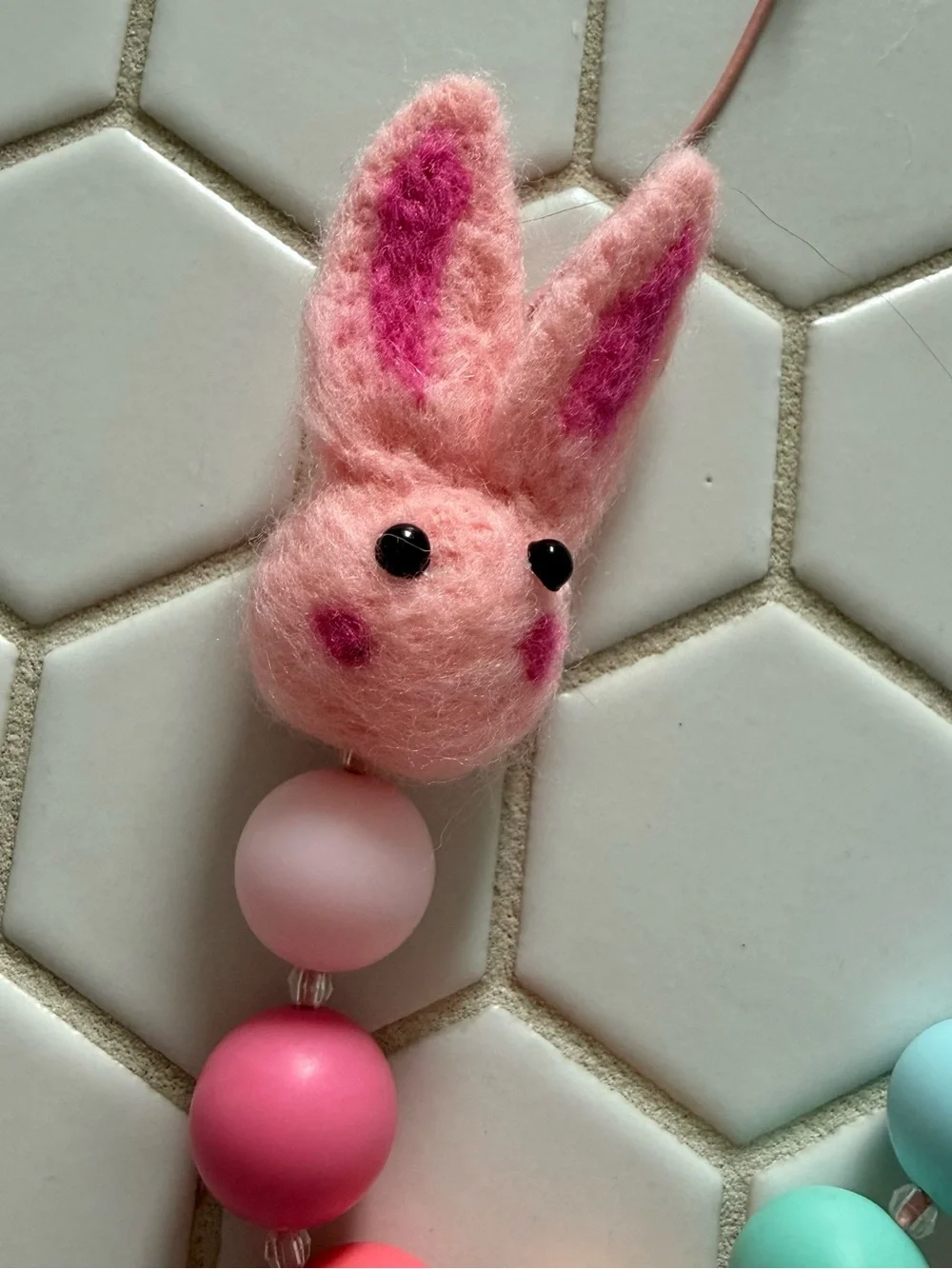 Pastel Bunny Bead Necklace - Pink & Multicolor